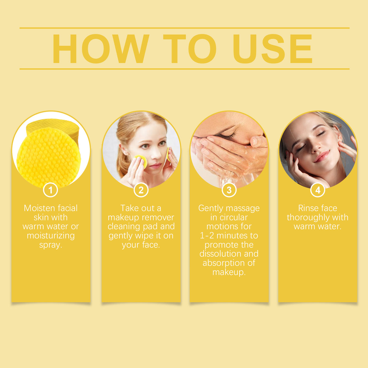 EELHOE Ginger And Lemon Makeup Remover Cleansing Pad, Facial Makeup Gentle Clean Makeup, Care For Skin Without Tight