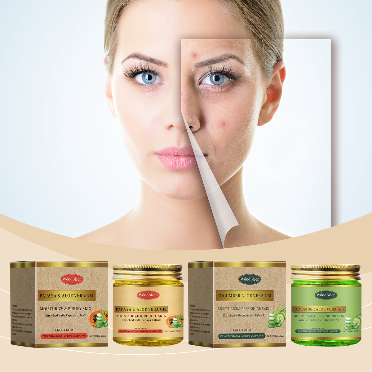 WoodSleep Cucumber And Aloe Vera Hydrating Gel Facial Cleansing Aloe Vera Gel Moisturizing Nourishing Gentle Exfoliating